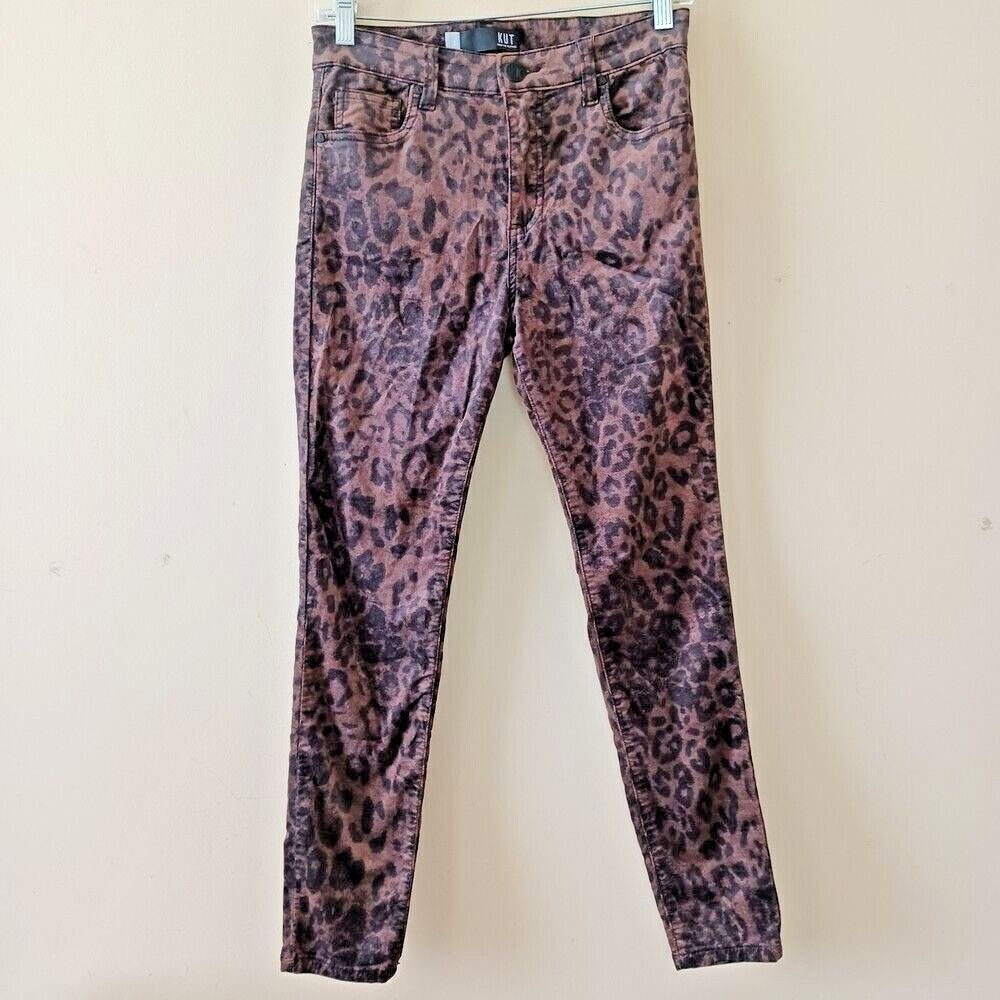 Kut From The Kloth Animal Print Velour Jeans Sz 2 Connie High Waist Ankle Skinny